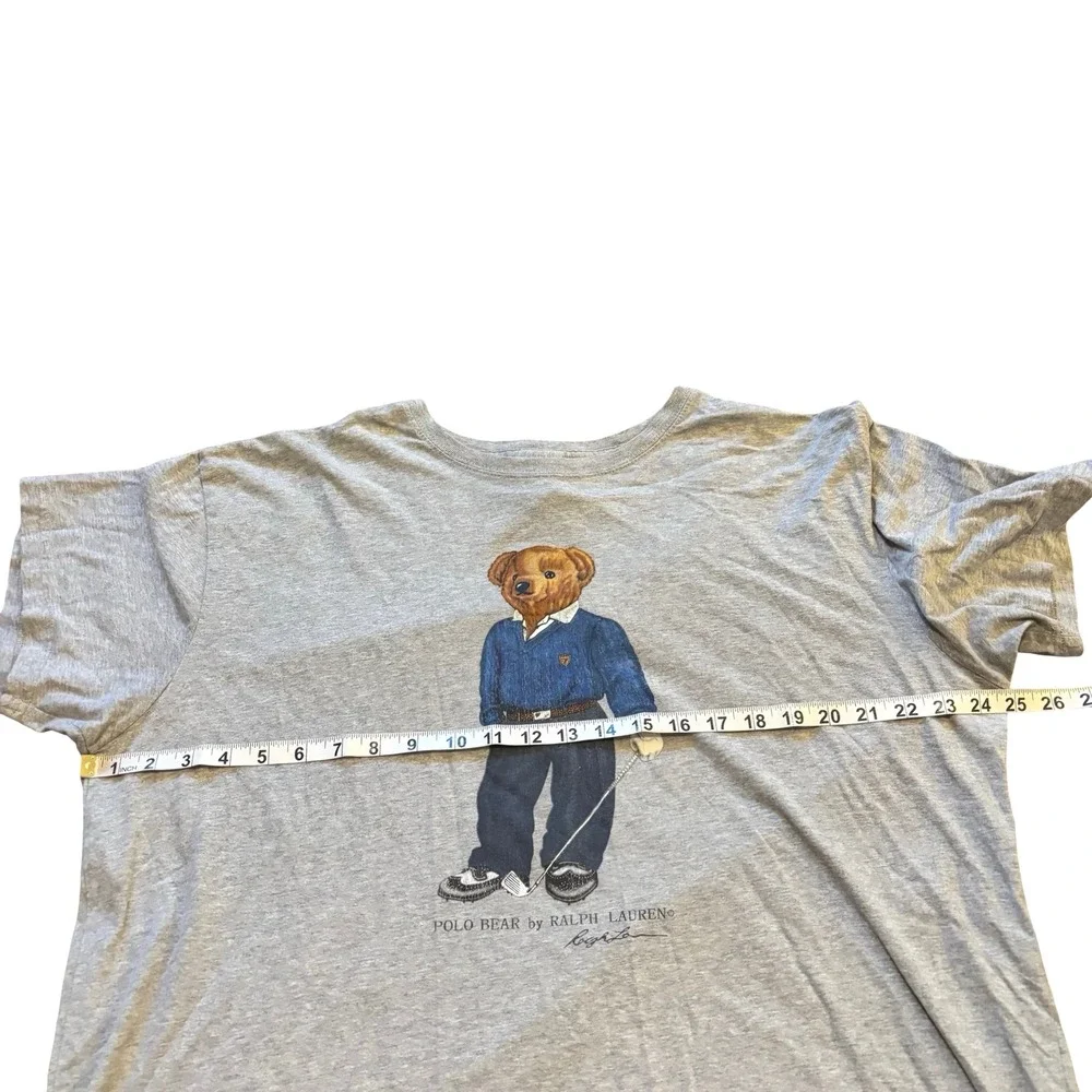 Polo Ralph Lauren Mens Polo Bear Golf Graphic T-Shirt‎ Gray XL Cotton Vintage